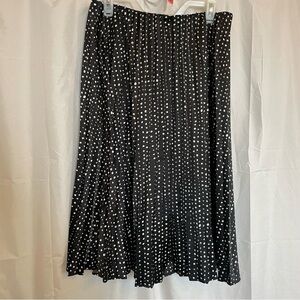 WORTHINGTON Women’s Black White Dot Silky Pleated Flowy Skirt Size Large